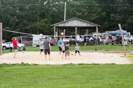 Families gathered under the pavilion beside the kids' slide